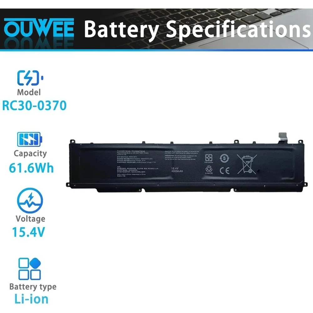 OUWEE RC30-0370‎ Battery Razer Blade 14 2021 2022 RZ09-0370 RZ09-0368 61.6Wh